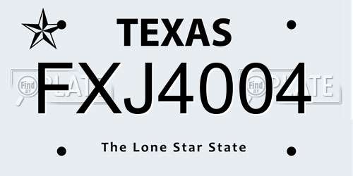FXJ4004 Texas License Plate