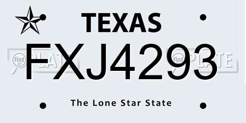 FXJ4293 Texas License Plate