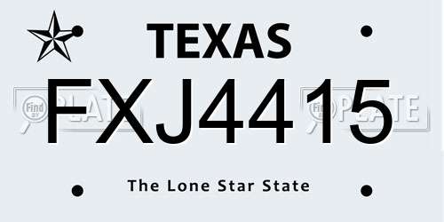 FXJ4415 Texas License Plate