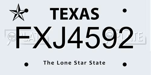 FXJ4592 Texas License Plate