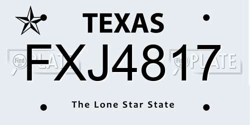 FXJ4817 Texas License Plate