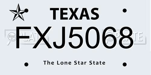 FXJ5068 Texas License Plate