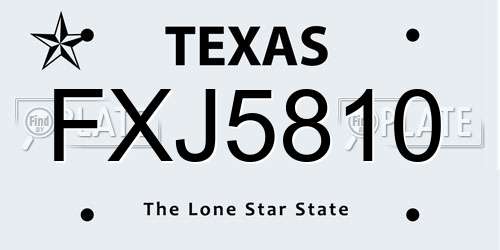 FXJ5810 Texas License Plate