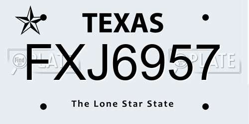 FXJ6957 Texas License Plate