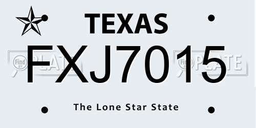 FXJ7015 Texas License Plate