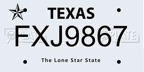 FXJ9867 Texas License Plate
