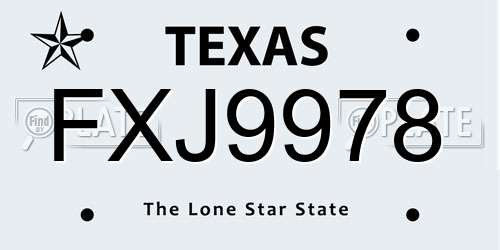 FXJ9978 Texas License Plate