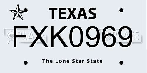 FXK0969 Texas License Plate