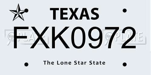 FXK0972 Texas License Plate