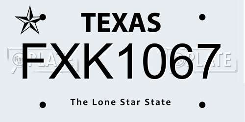 FXK1067 Texas License Plate