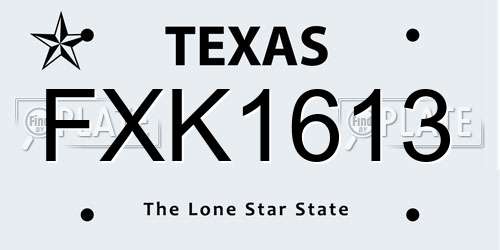 FXK1613 Texas License Plate