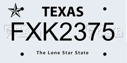 FXK2375 Texas License Plate