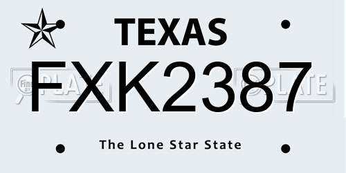 FXK2387 Texas License Plate