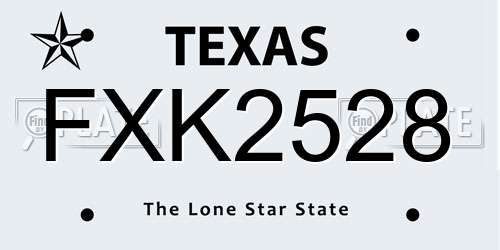 FXK2528 Texas License Plate