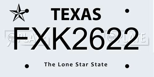 FXK2622 Texas License Plate