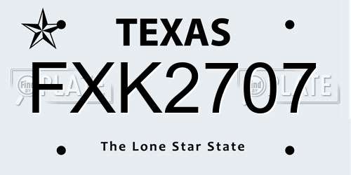 FXK2707 Texas License Plate