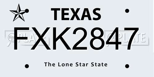 FXK2847 Texas License Plate