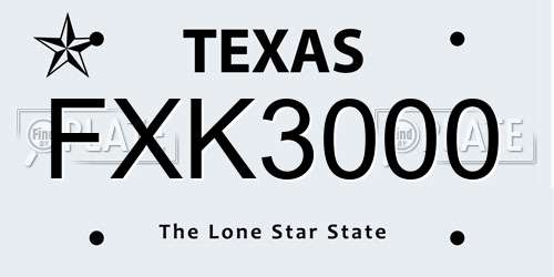 FXK3000 Texas License Plate
