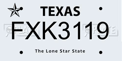 FXK3119 Texas License Plate