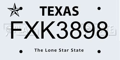 FXK3898 Texas License Plate