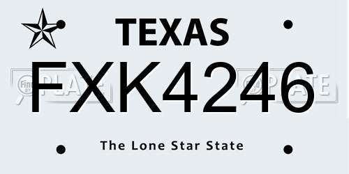FXK4246 Texas License Plate