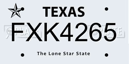 FXK4265 Texas License Plate