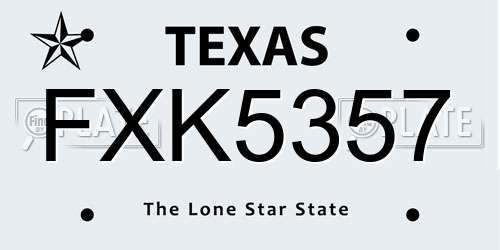 FXK5357 Texas License Plate