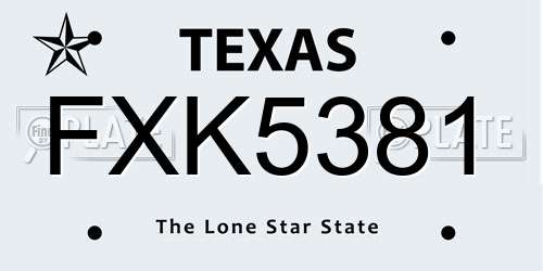 FXK5381 Texas License Plate