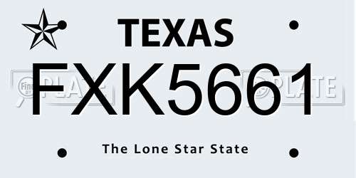 FXK5661 Texas License Plate