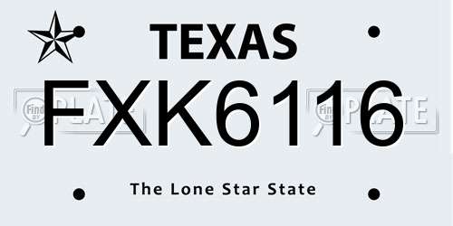 FXK6116 Texas License Plate