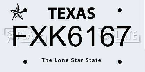FXK6167 Texas License Plate