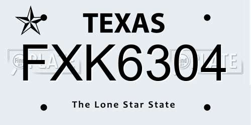 FXK6304 Texas License Plate