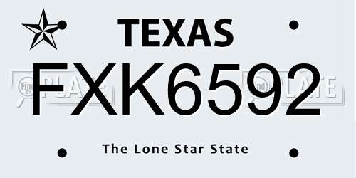 FXK6592 Texas License Plate