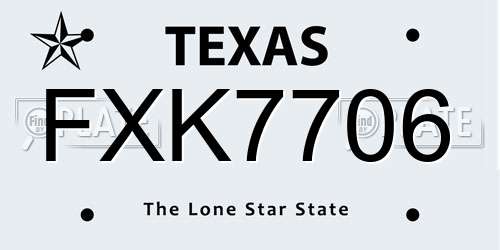 FXK7706 Texas License Plate