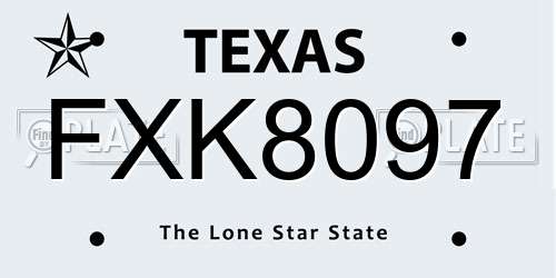 FXK8097 Texas License Plate