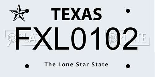 FXL0102 Texas License Plate