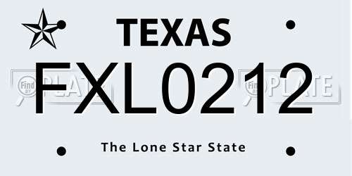 FXL0212 Texas License Plate