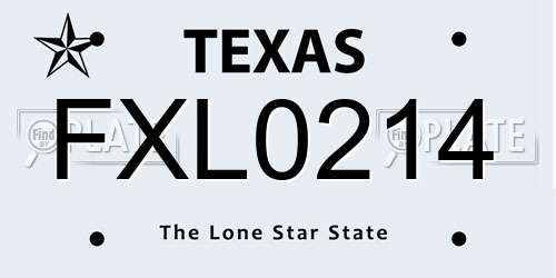 FXL0214 Texas License Plate