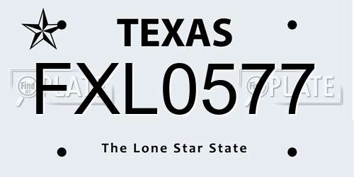FXL0577 Texas License Plate