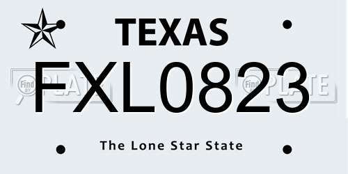 FXL0823 Texas License Plate