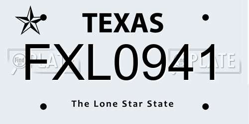 FXL0941 Texas License Plate