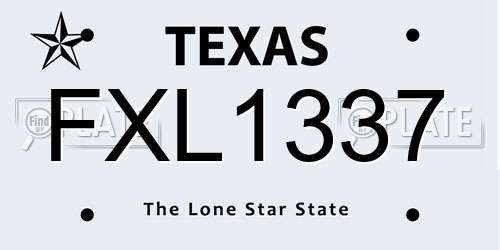 FXL1337 Texas License Plate