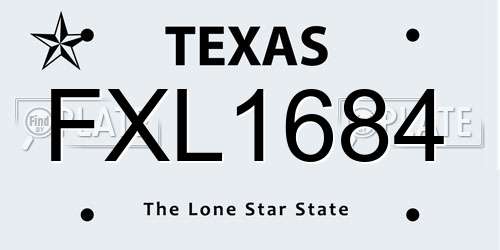FXL1684 Texas License Plate