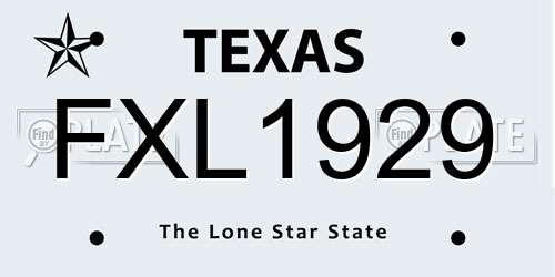 FXL1929 Texas License Plate