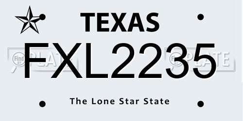 FXL2235 Texas License Plate