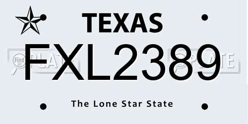 FXL2389 Texas License Plate