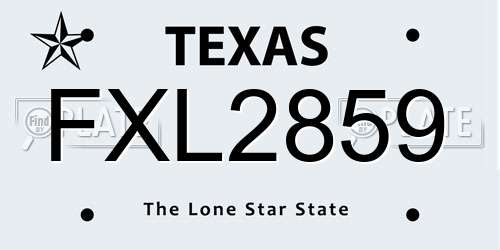 FXL2859 Texas License Plate