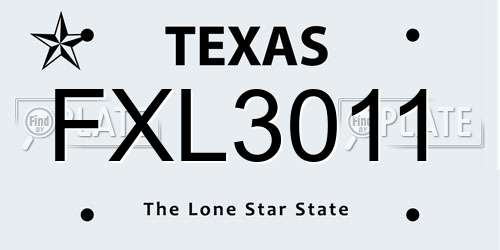 FXL3011 Texas License Plate