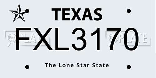 FXL3170 Texas License Plate