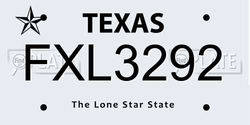 FXL3292 Texas License Plate